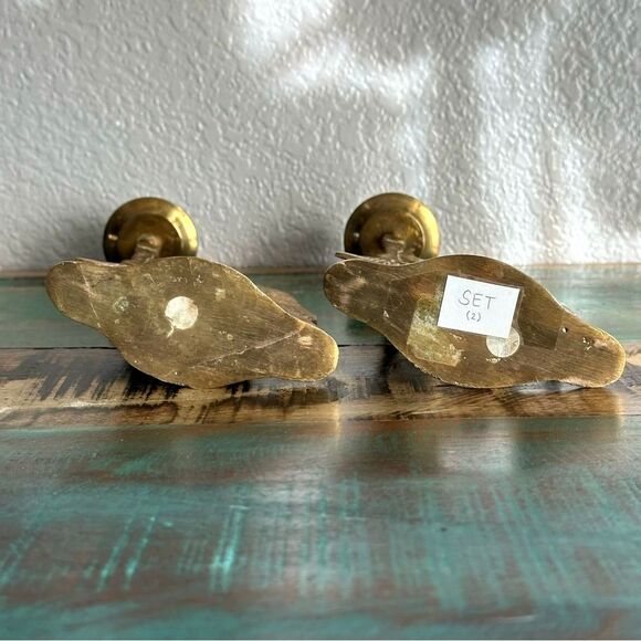 Brass Angel Candle Holders 2 Pc Set Vintage Carved Metal Decor Christmas Holiday - Picture 6 of 9